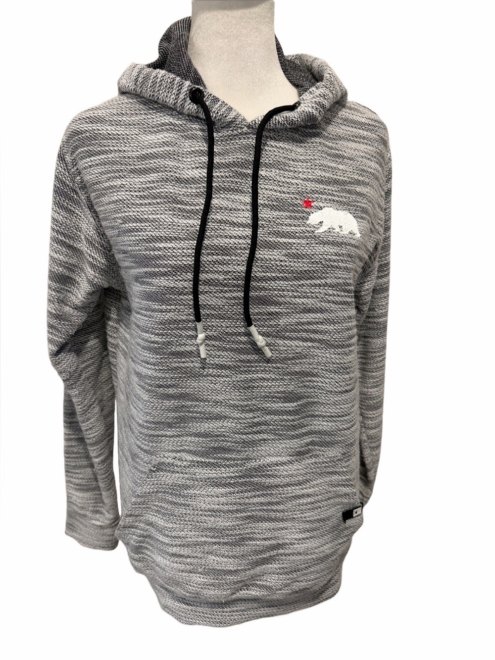 Dikotomy Gray Knit Hoodie Sweater with Bear Accent. Size S
